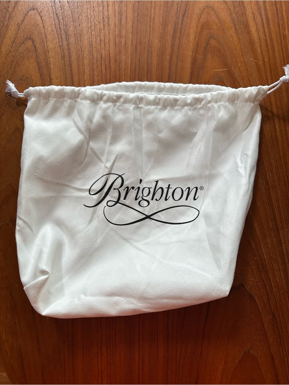 Brighton White Logo Drawstring Dust Cover